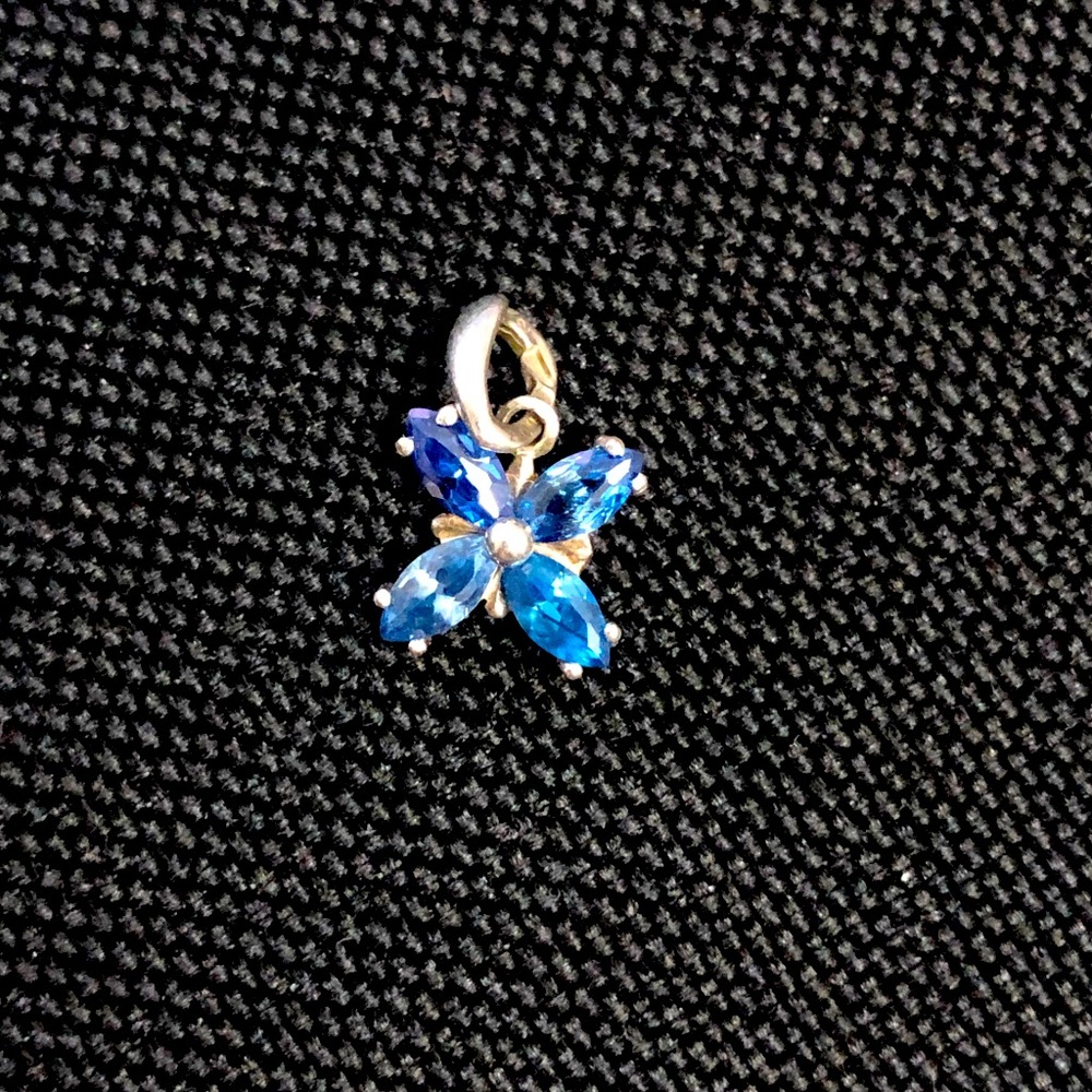 Blue flower clover pendant sterling silver 925 new